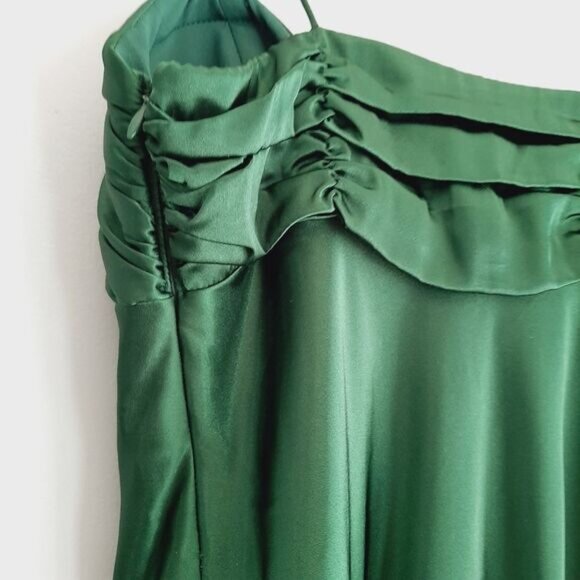 MARINA | Satin Empire Waist Front Drape Maxi Dress Green Sz 6 - Picture 15 of 16